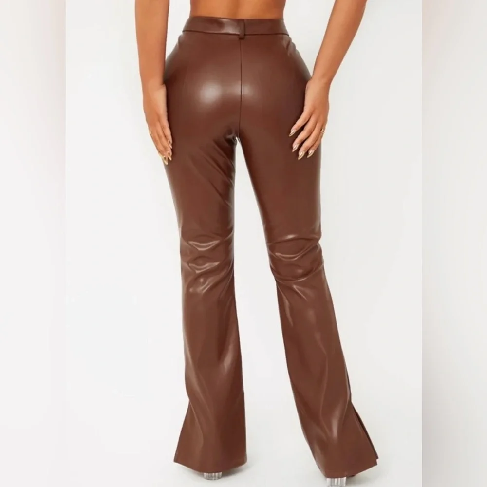 NWOT brown faux leather pant - Picture 2 of 3